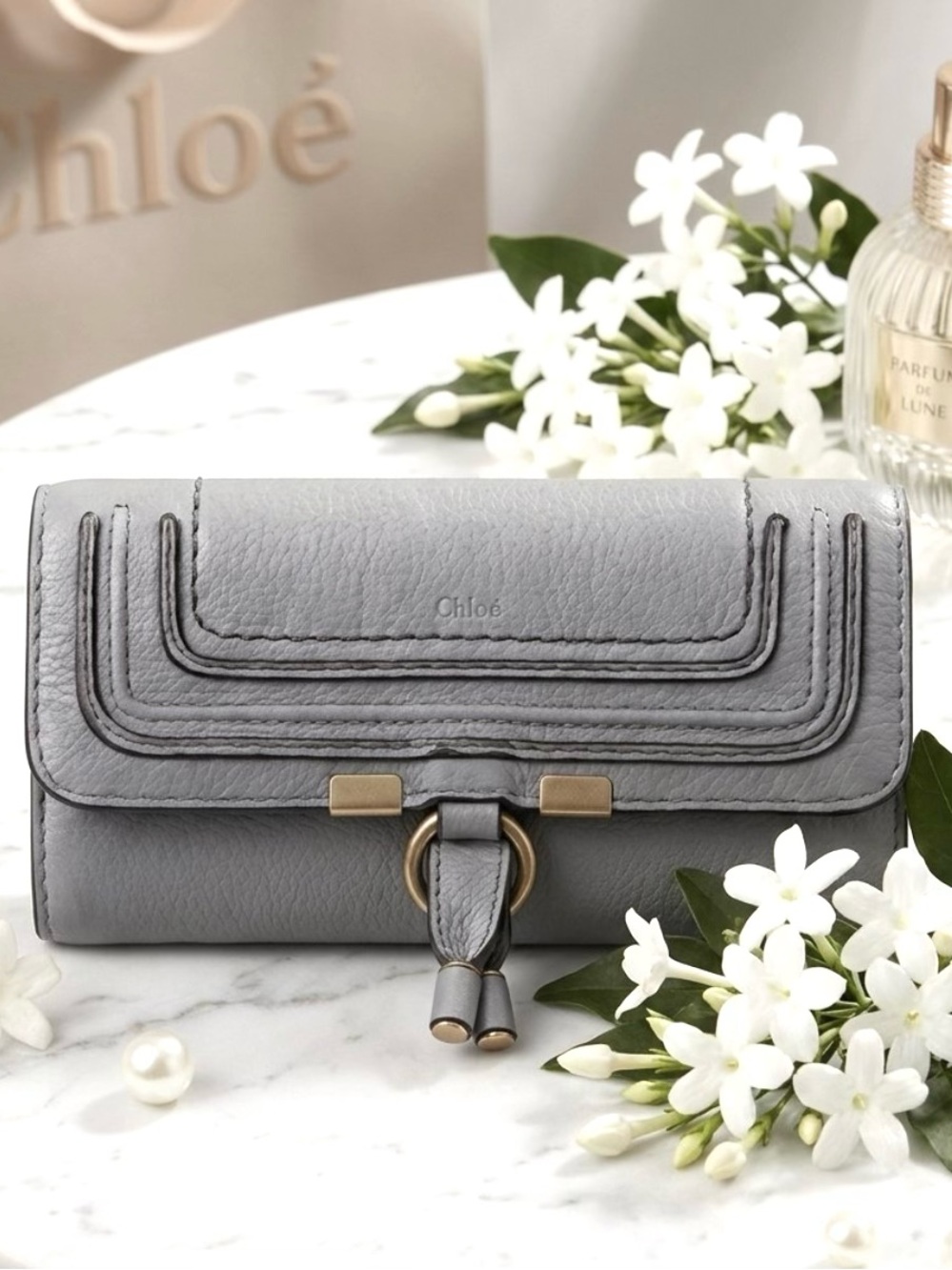 Authentic Chloé Maurice Light
Blue Leather Long Wallet